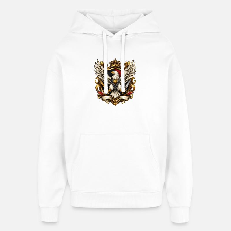 Imperial Eagle with Crown and Swords - Oversized Unisex Hoodie by Stanley/Stella - white