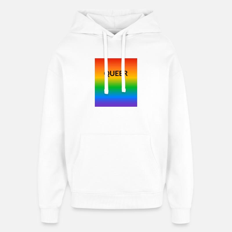 Gradient de la fierté queer - Sweat à capuche unisexe Stanley/Stella Oversized - blanc