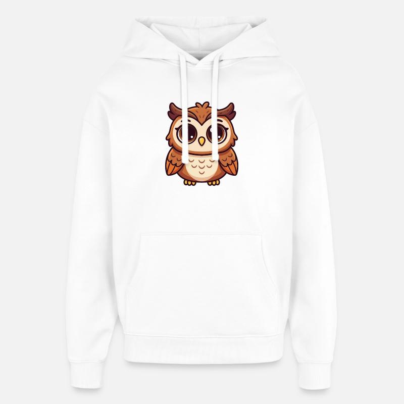 Whimsical Owl - Oversized Unisex Hoodie by Stanley/Stella - white