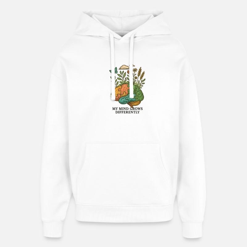 Brain grows differently - Oversized Unisex Hoodie by Stanley/Stella - white