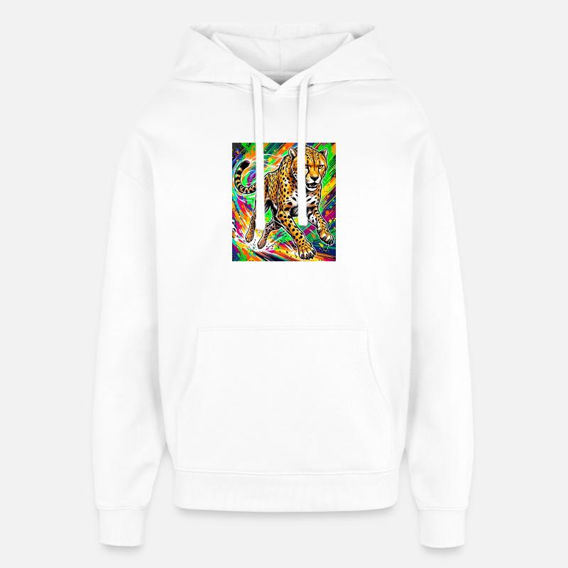 guépard - Sweat à capuche unisexe Stanley/Stella Oversized - blanc
