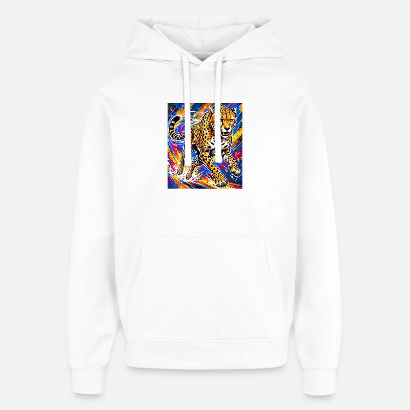 guépard - Sweat à capuche unisexe Stanley/Stella Oversized - blanc