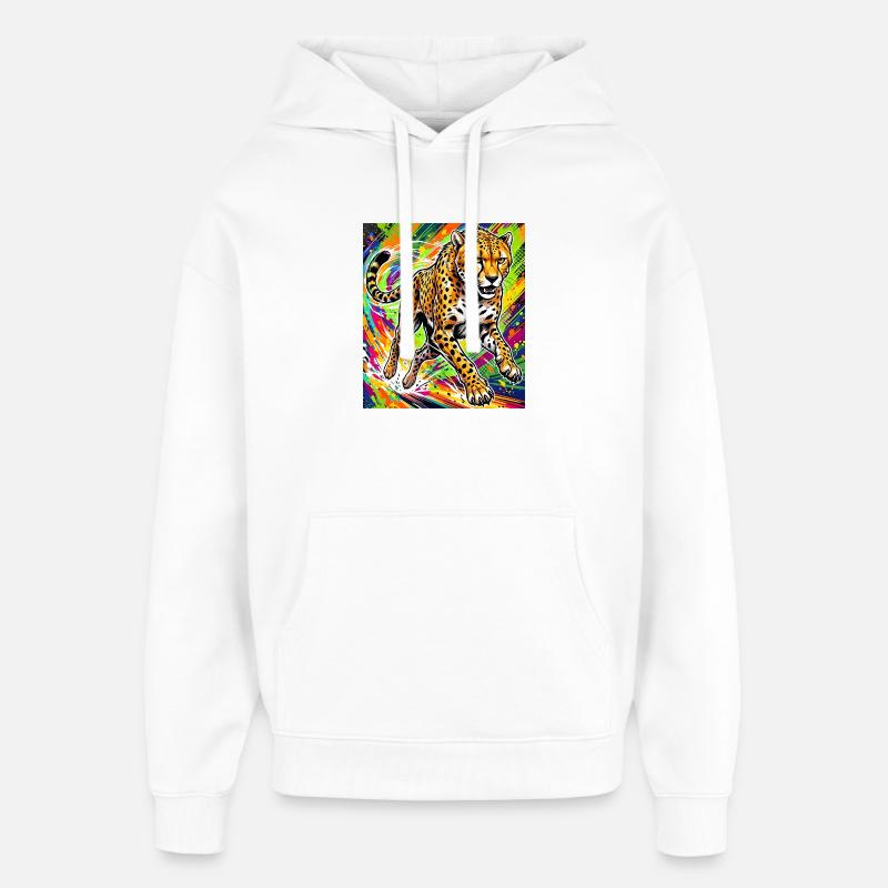 guépard - Sweat à capuche unisexe Stanley/Stella Oversized - blanc