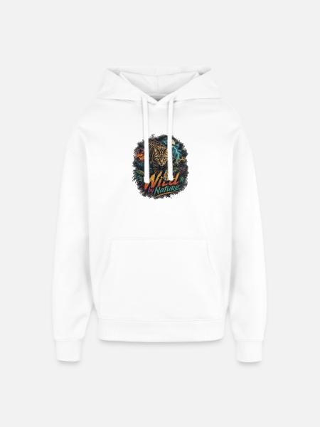 Tropical Bengal Cat with Lightning - Oversized Unisex Hoodie by Stanley/Stella - white