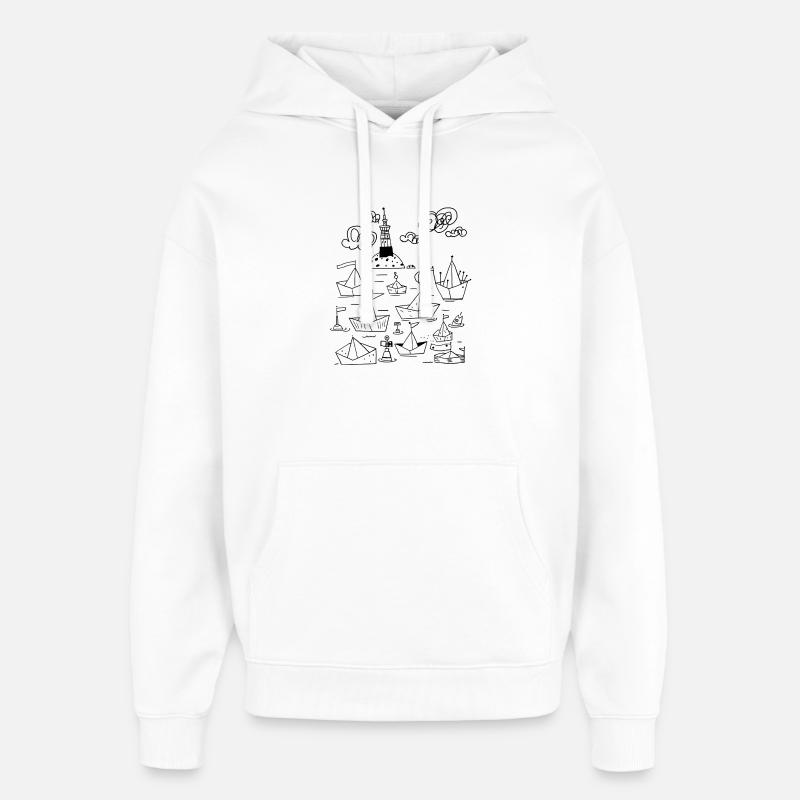 Papierschiffchen mit Leuchtturm - Oversized Unisex Hoodie von Stanley/Stella - Weiß