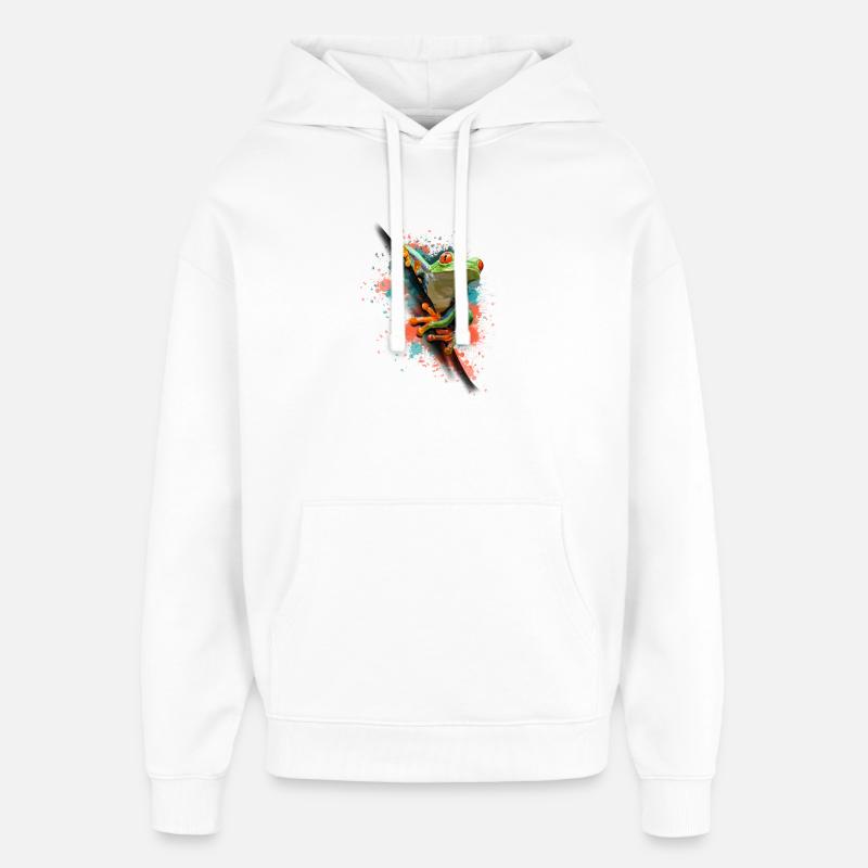 Frog - Hættetrøje unisex Stanley/Stella Oversized - hvid