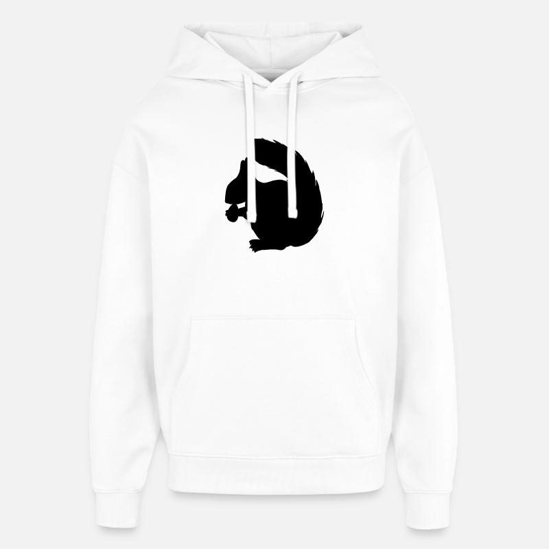 Squirrel with nut shadow figure - Oversized Unisex Hoodie by Stanley/Stella - white