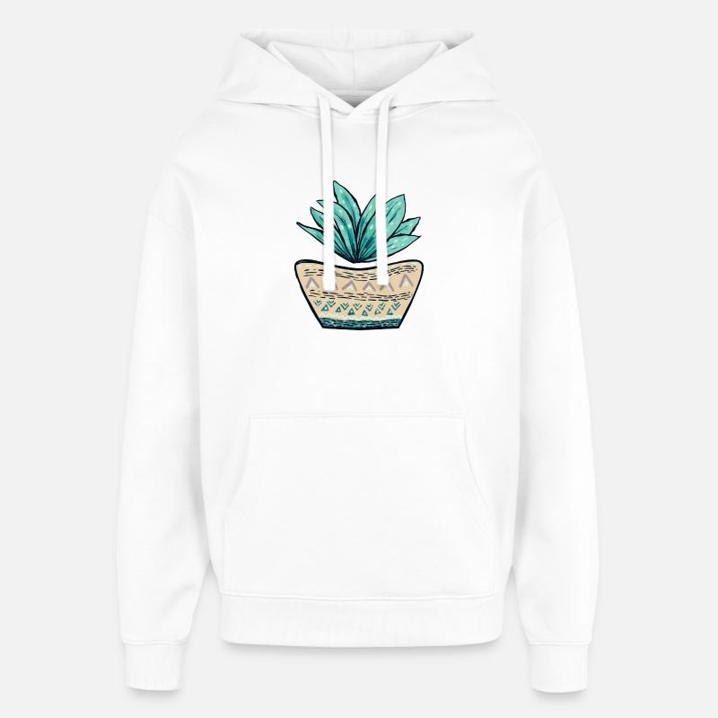 Succulent Pot Pattern - Oversized Unisex Hoodie by Stanley/Stella - white