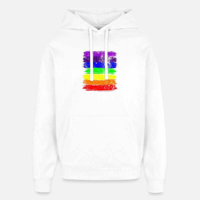 Rayures Vivid Pride - Sweat à capuche unisexe Stanley/Stella Oversized - blanc
