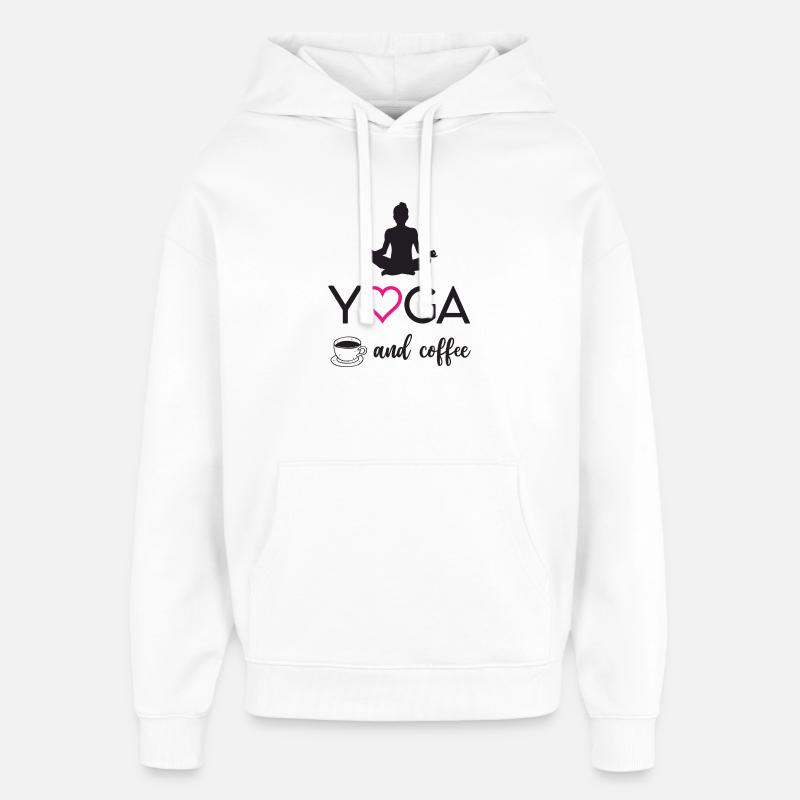 Yoga et café - Sweat à capuche unisexe Stanley/Stella Oversized - blanc