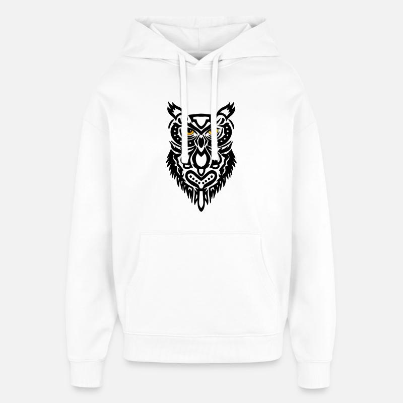 Le regard du hibou noir - Sweat à capuche unisexe Stanley/Stella Oversized - blanc