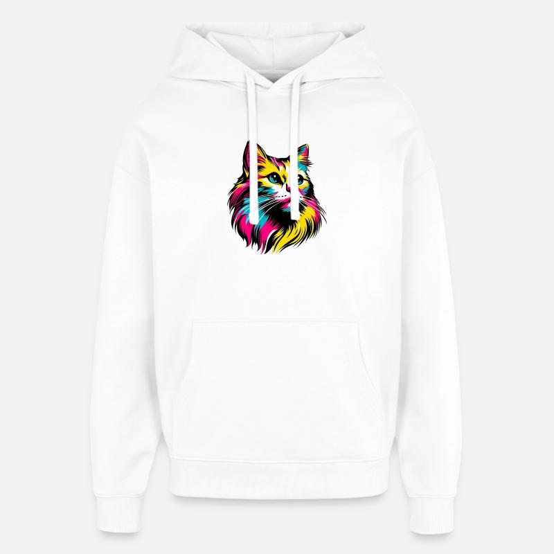 Kat - Hættetrøje unisex Stanley/Stella Oversized - hvid