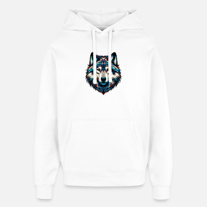 Wolf - Oversized Unisex Hoodie von Stanley/Stella - Weiß