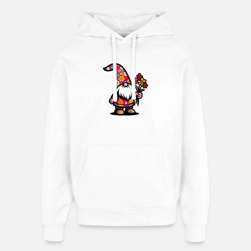 Gnome à fleurs - Sweat à capuche unisexe Stanley/Stella Oversized - blanc