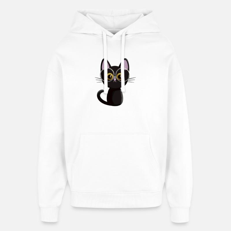 Chat noir - Sweat à capuche unisexe Stanley/Stella Oversized - blanc