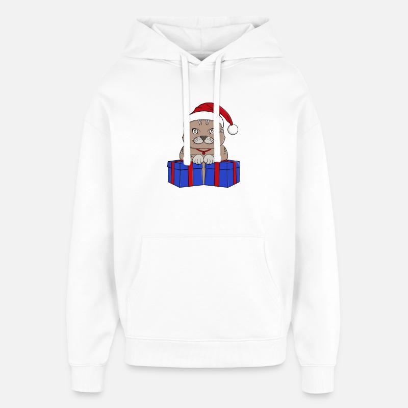 Mignon chat Père Noël - Sweat à capuche unisexe Stanley/Stella Oversized - blanc