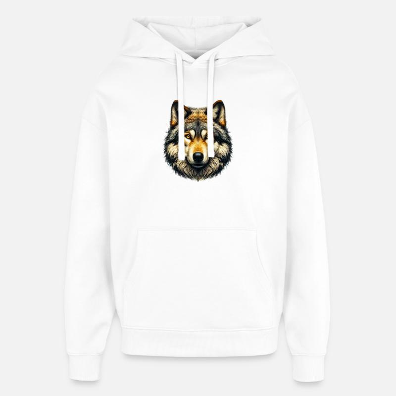 Wolf - Oversized Unisex Hoodie von Stanley/Stella - Weiß