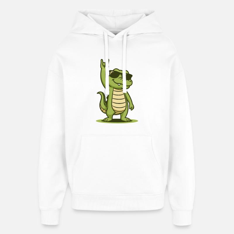 Rock’n’Roll Crocodile Bébé - Sweat à capuche unisexe Stanley/Stella Oversized - blanc