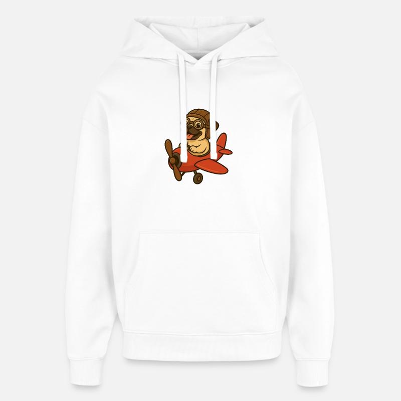 Chien mignon dans l’avion - Sweat à capuche unisexe Stanley/Stella Oversized - blanc