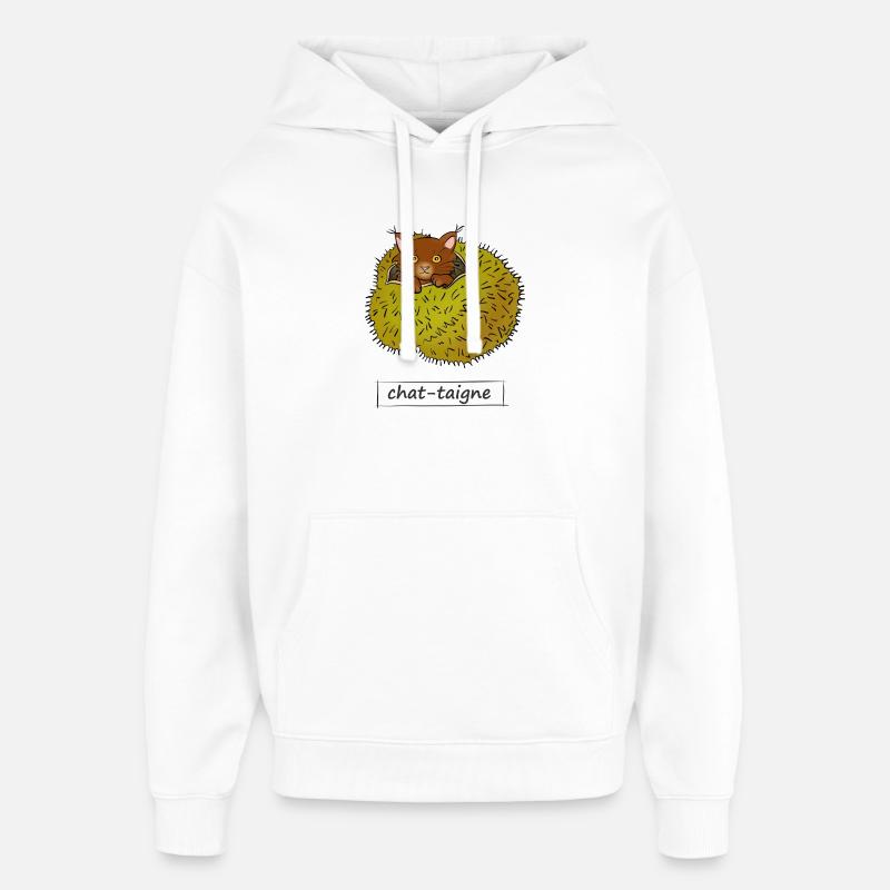 Chat-taigne - Sweat à capuche unisexe Stanley/Stella Oversized - blanc