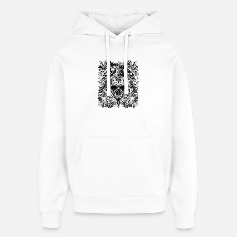 Dunkler Stammesschädel mit mystischen Elementen - Oversized Unisex Hoodie von Stanley/Stella - Weiß