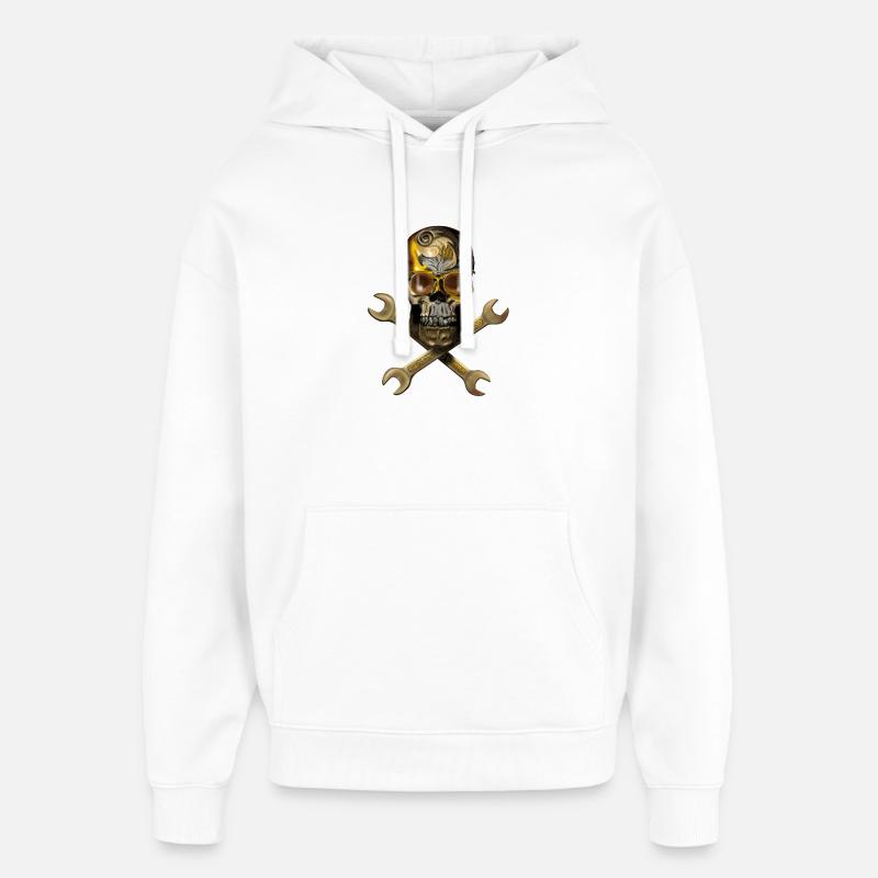 Crâne steampunk avec outils - Sweat à capuche unisexe Stanley/Stella Oversized - blanc