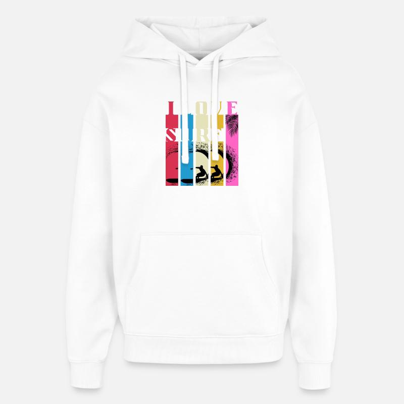 Vagues de Surf Multicolores - Sweat à capuche unisexe Stanley/Stella Oversized - blanc