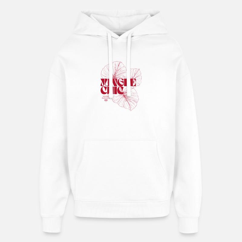 Jungle Chic Monstera Leaf Design - Sweat à capuche unisexe Stanley/Stella Oversized - blanc