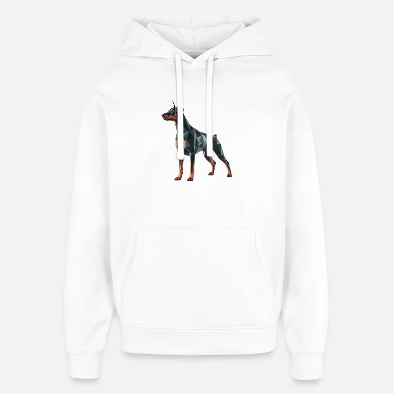 Dobermann - Cooles Low-Poly-Logo - Oversized Unisex Hoodie von Stanley/Stella - Weiß