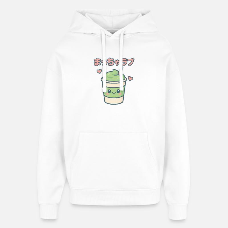 Matcha Love Kawaii Drinking Mug - Sweat à capuche unisexe Stanley/Stella Oversized - blanc