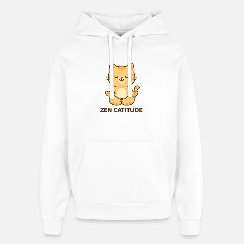Zen Catitude - Sweat à capuche unisexe Stanley/Stella Oversized - blanc