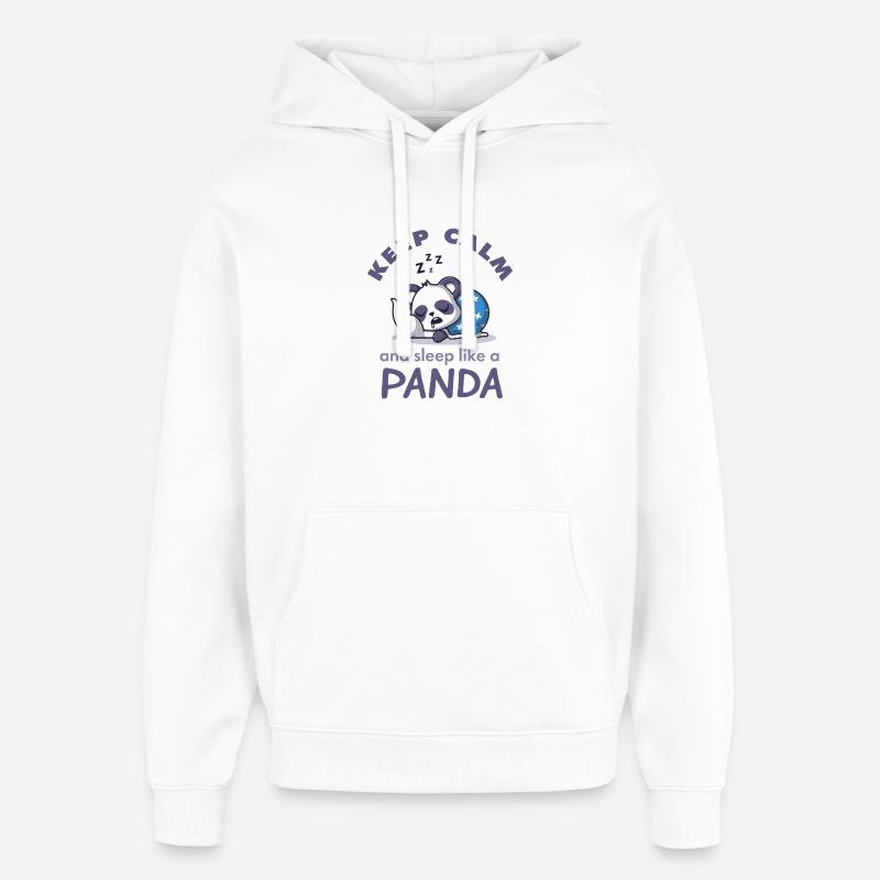 Keep Calm Chemise de nuit panda - Sweat à capuche unisexe Stanley/Stella Oversized - blanc