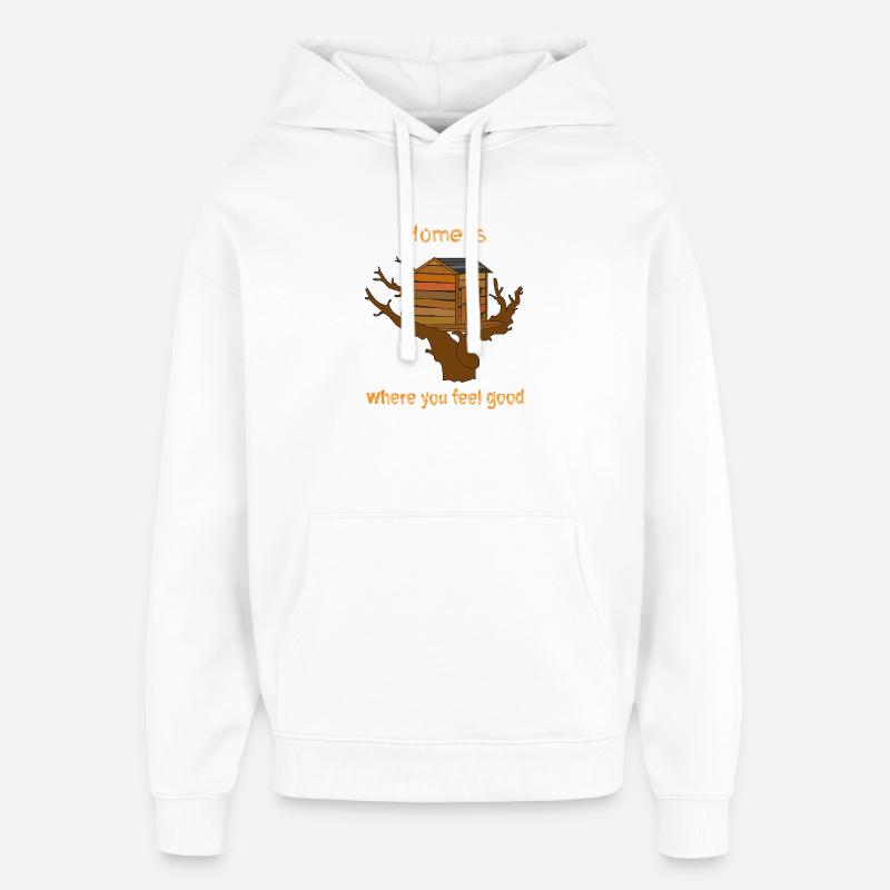 Haus im Baum mit Text - Oversized Unisex Hoodie von Stanley/Stella - Weiß
