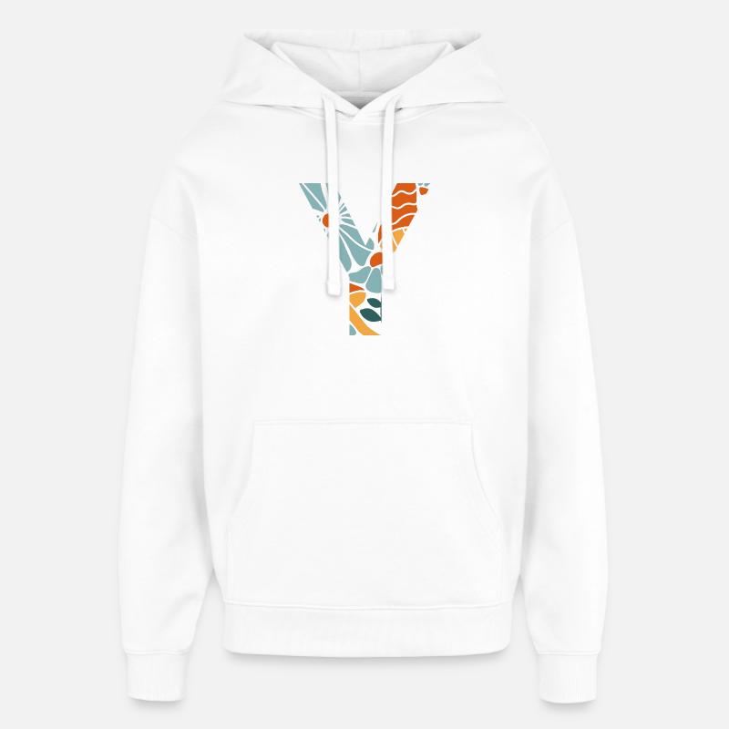 Lettre y fleurs groovy idée cadeau - Sweat à capuche unisexe Stanley/Stella Oversized - blanc