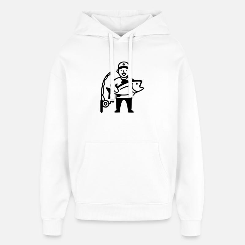 Pêcheur-fier-pêcheur-grosse-prise-2 - Sweat à capuche unisexe Stanley/Stella Oversized - blanc