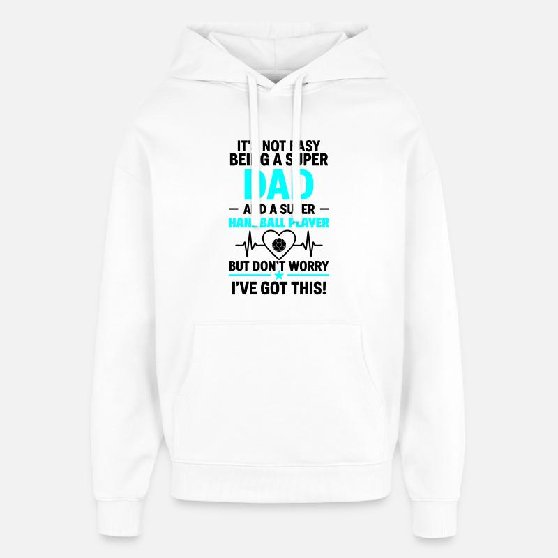 Herz + Handball – Super Papa Handball Player - Sweat à capuche unisexe Stanley/Stella Oversized - blanc