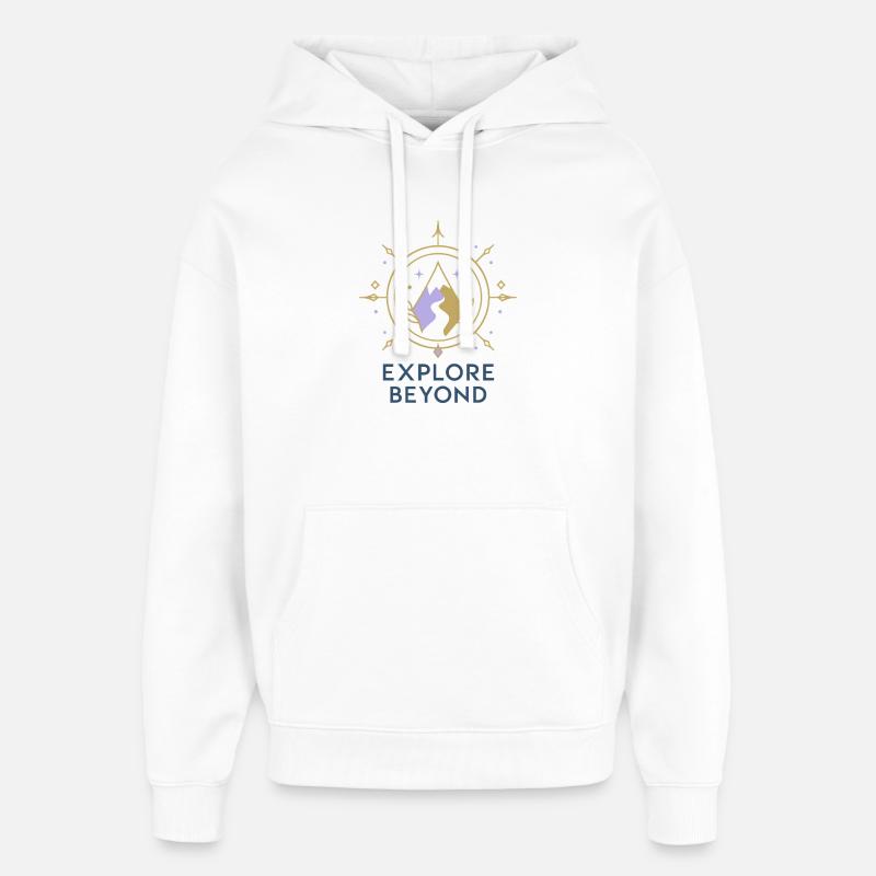 Explorez au-delà de la boussole - Sweat à capuche unisexe Stanley/Stella Oversized - blanc