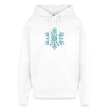 Schneeflocke | Berg | Skifahren | Snowboarden - Oversized Unisex Hoodie von Stanley/Stella - Weiß - Vorne - AI Model Female 172 light (172cm) & AI Model Male 185 light (185cm)