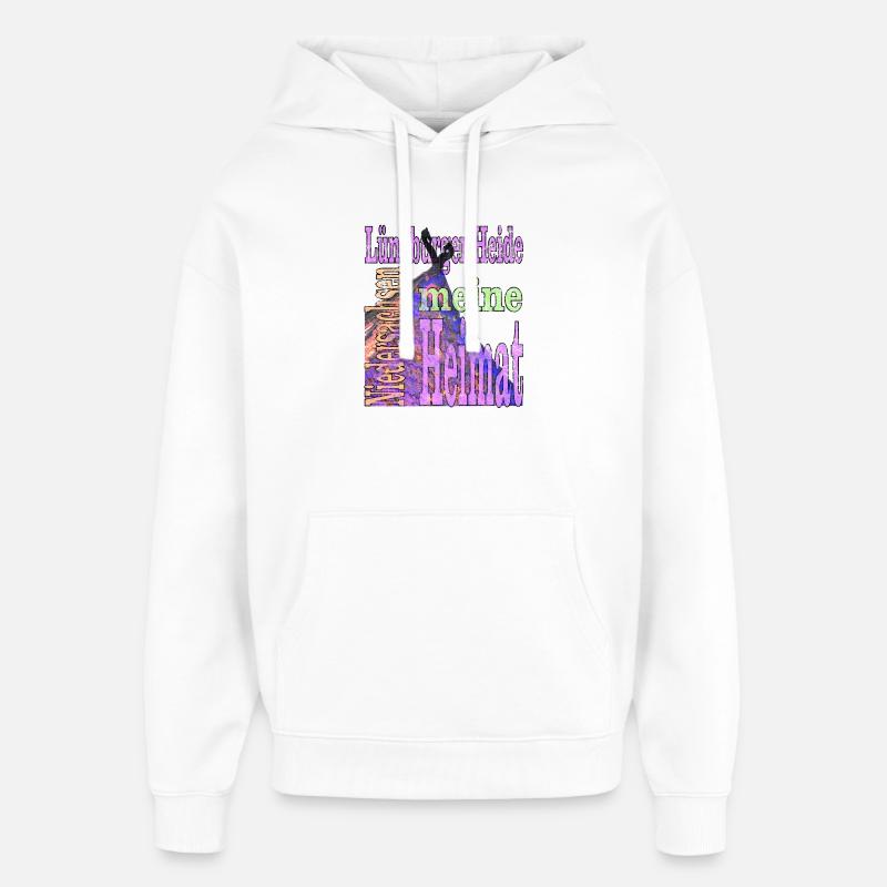 La lande de Lunebourg avec texte - Sweat à capuche unisexe Stanley/Stella Oversized - blanc
