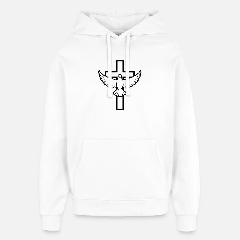 Kreuz mit Taube Frieden Heiliger Geist - Sweat à capuche unisexe Stanley/Stella Oversized - blanc