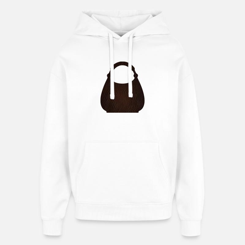 Texture du sac en cuir marron - Sweat à capuche unisexe Stanley/Stella Oversized - blanc