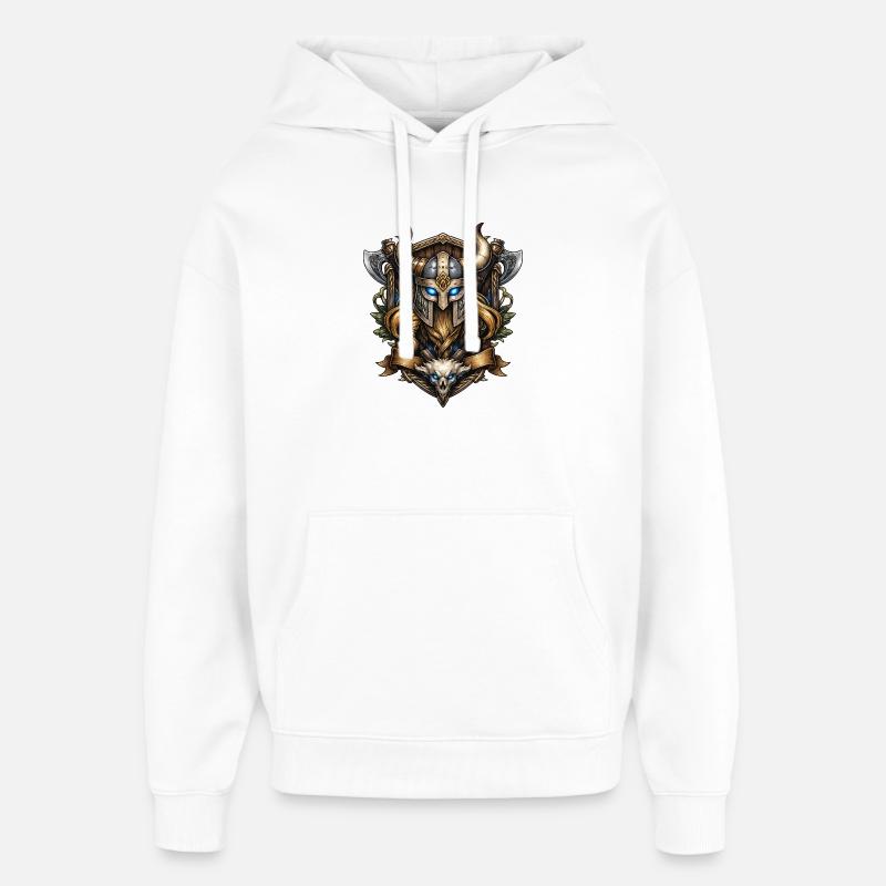 Casque viking avec emblème de crâne - Sweat à capuche unisexe Stanley/Stella Oversized - blanc