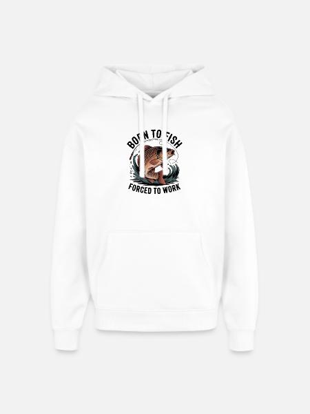 Geboren zum Fischen, Zwangsarbeit - Oversized Unisex Hoodie von Stanley/Stella - Weiß