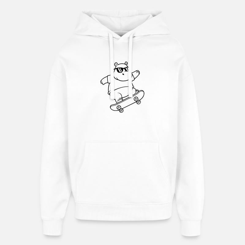 Profil du skateboard Skater Hippo - Sweat à capuche unisexe Stanley/Stella Oversized - blanc