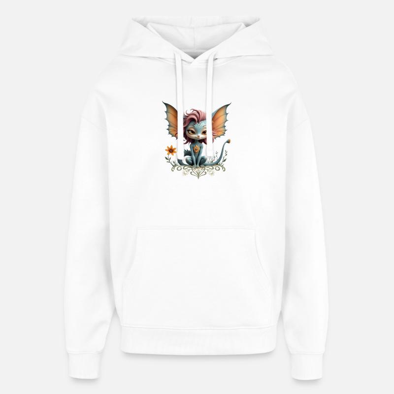 Blauer Drache mit blumigen Flügeln - Oversized Unisex Hoodie von Stanley/Stella - Weiß