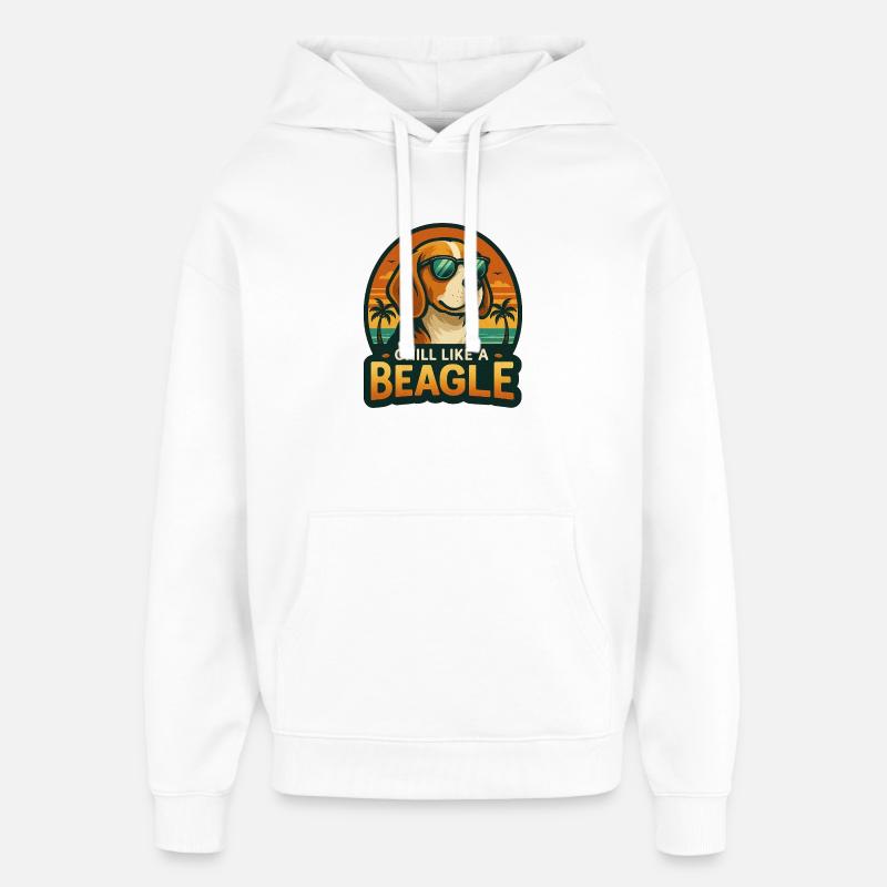 Détendez-vous comme un beagle - Sweat à capuche unisexe Stanley/Stella Oversized - blanc