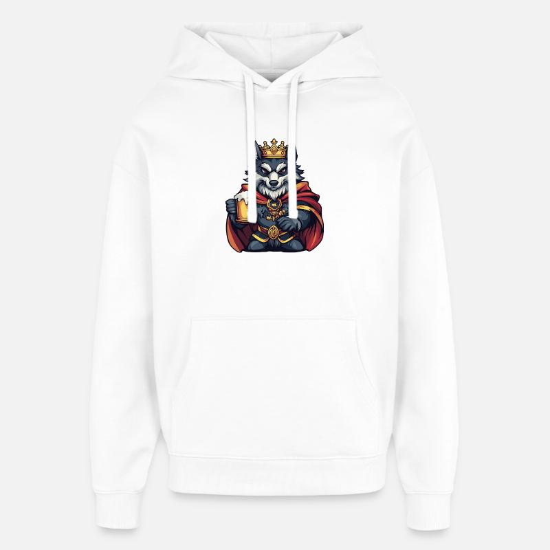 Roi de la Bière de Loup - Sweat à capuche unisexe Stanley/Stella Oversized - blanc