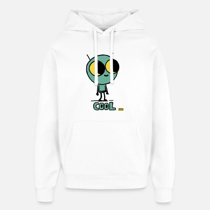 Extraterrestre cosmique mignon aux grands yeux - Sweat à capuche unisexe Stanley/Stella Oversized - blanc