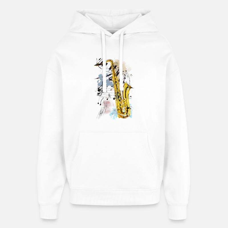 Saxophone magique - Sweat à capuche unisexe Stanley/Stella Oversized - blanc