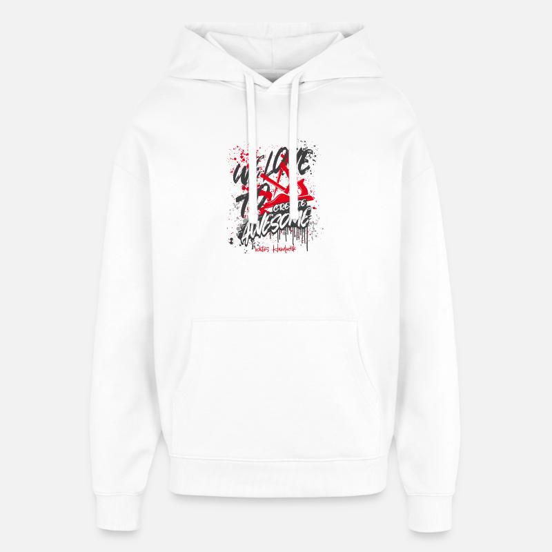 Schreiner Stolz gris-rouge-grand - Sweat à capuche unisexe Stanley/Stella Oversized - blanc
